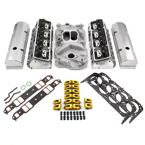 Chevy SBC 350 Hyd FT 210cc Angle Plug Cylinder Head Top End Engine Combo Kit - Picture 1 of 2