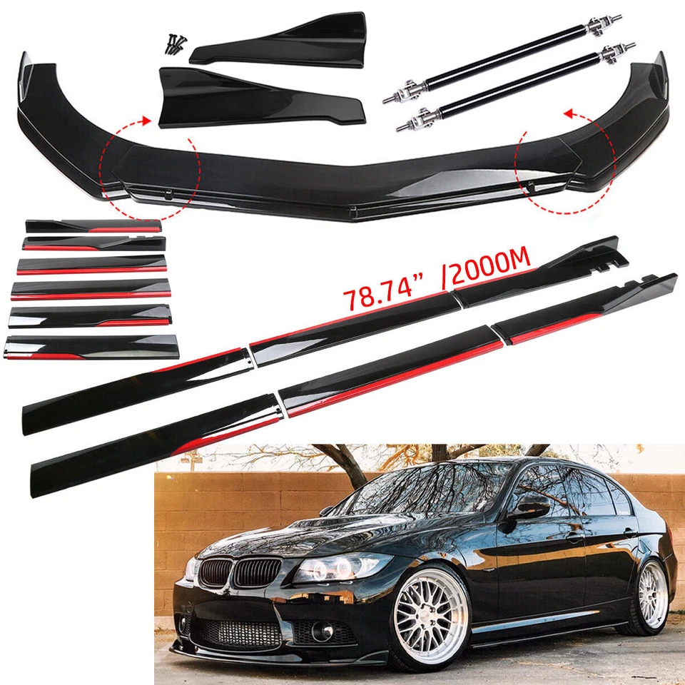 For E90 E92 E93 325i Front Rear Bumper Lip Spoiler Splitter Body Kit Side Skirt — 第 1/4 张图片