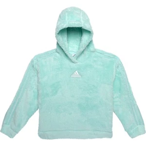 adidas long sleeve cozy furry Pullover Hoodie light aqua Big Kids L NEW - Picture 1 of 2