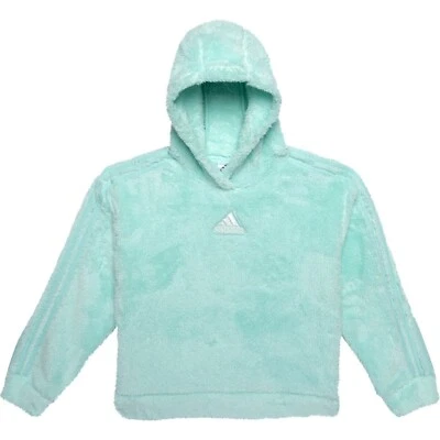 adidas long sleeve cozy furry Pullover Hoodie light aqua Big Kids L NEW - Image 1 of 2