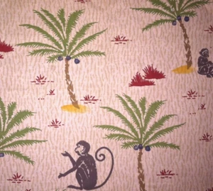 PETER FASANO Monkey Business Tropical Cream Green Cotton Linen Remnant New - Picture 1 of 1