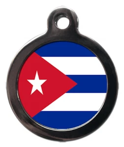 Pet ID tag Flag of CUBA 32mm or 24mm Personalised on back - Picture 1 of 2