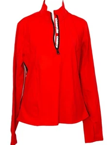 Love & Sports Womens Red Quarter Zip Pullover Jacket XL 16-18 Activewear Stretch - Picture 1 of 11