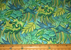 1 yard of GREEN JUNGLE LEAVES on 100% Cotton Fabric - Picture 1 of 1