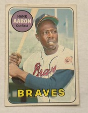 1969 TOPPS BASEBALL =  HANK AARON  #100 = EX
