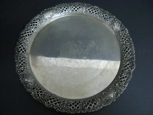 Rosendekor Durchbruch großes Tablett 28.5 cm 539 gramm in Echtsilber 800er TOP - Bild 1 von 5