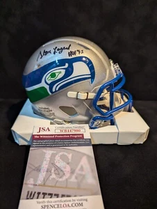 SEATTLE SEAHAWKS STEVE LARGENT SIGNED INSCRIBED THROWBACK MINI HELMET JSA COA - Picture 1 of 3