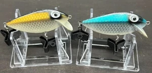2 Pre-Rapala Storm ThinFin Vintage Crankbait Lure 2.5" Silver Blue Yellow - Picture 1 of 9