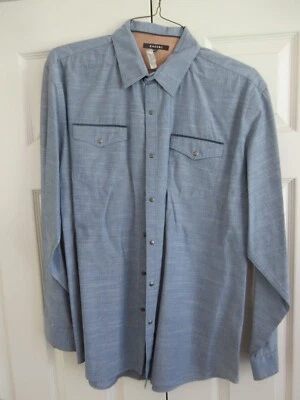 Camisa de manga larga para hombre Zagiri XL 100 % algodón azul/azul con botones de metal Foto 1 de 4