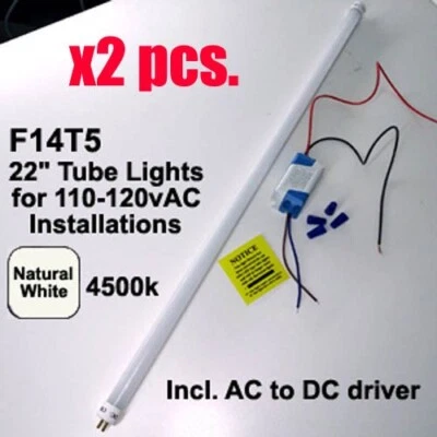 2x F14T5 22" LED Tube Lights 120v AC driver to 12v tube high quality M4 US Stock - Image 1 of 4