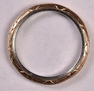 18k Two Tone Band Size 4 1/4" Heavy Solid Gold Ring - Picture 1 of 4