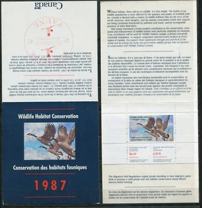 CANADA 1987 WILDLIFE CONSERVATION S/S, BIRDS: "GEESE" CAT# FWH3 BOOKLET, MNH - Picture 1 of 1