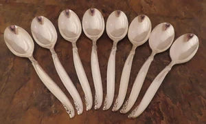 IS Leilani Set of 8 Teaspoons Spoons 1847 Rogers Vtg Silverplate Flatware Lot E - Picture 1 of 5