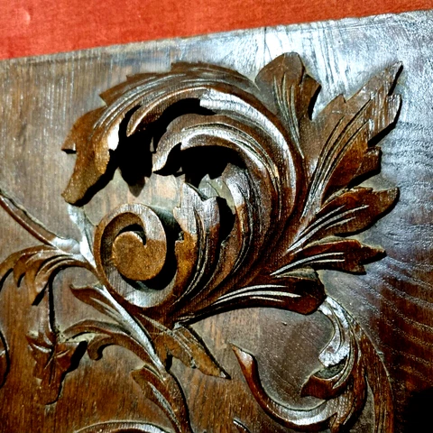 Griffin scroll leaf wood carving panel - Antique French architectural salvage Cover