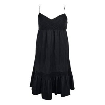 Oleg Cassini Womens Sleeveless Black Crochet Ruffled Hem Dress Size 14 NWT - Image 1 of 4