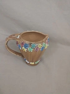 Italian Creamer Mug Colorful 3D Flowers - Picture 1 of 6