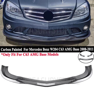 Divisor de labios de parachoques delantero con aspecto de fibra de carbono para Mercedes Benz W204 C63 AMG 08-11 Foto 1 de 2