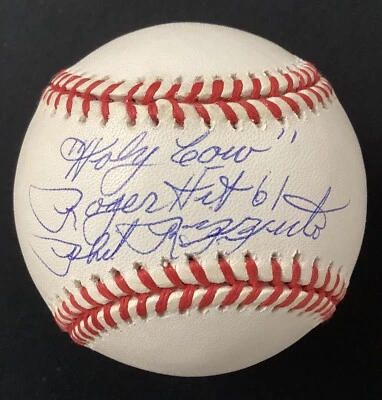 Phil Rizzuto Signed Baseball GAB Yankees Roger Maris Hit 61 Inscription HOF JSA - Image 1 of 3
