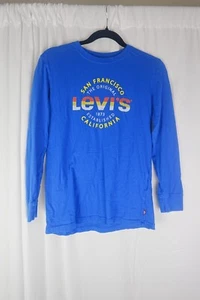Levi's T-Shirt Boys Youth Large L Long Sleeve Crew Graphic Logo Blue 12-13 yrs - Picture 1 of 5