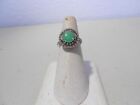 8mmx9mm oval green jade ring / C.Z. & silver setting-----7.5