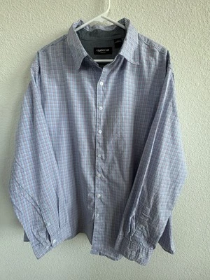 Claiborne Shirt Mens 2XL  Blue Red Striped Long Sleeve 100% Cotton Button Down - Image 1 of 4