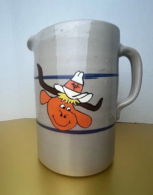 UT Longhorns Bevo Tall Pottery Pitcher College  University Of Texas  orange - Image 1 of 4