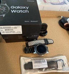 Samsung Galaxy Watch SM-R800U 46mm Silver Case with Black Bands GOOD - Picture 1 of 4
