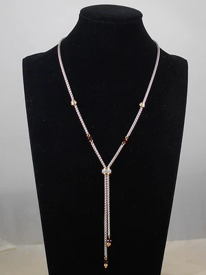 Brighton Silver Plated 2 Tone MERIDIAN Red Beaded Y Necklace JM7315 $138 - Image 1 of 2