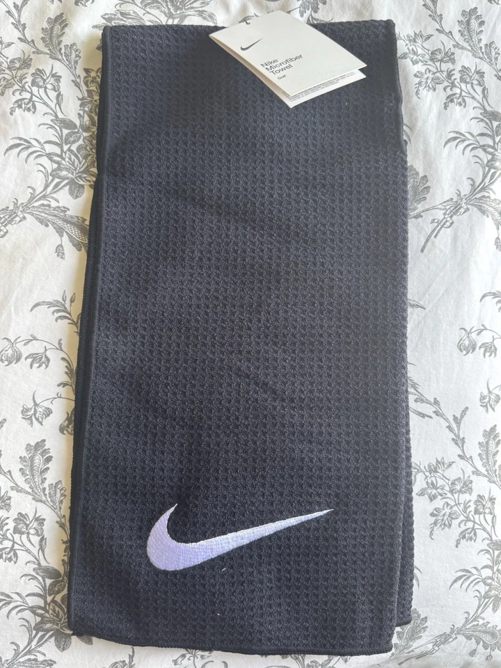 Nike Golf Reactive Print Towel Black 16"x24" Geometric Swoosh Logo Cotton