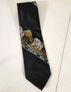 Endangered Species By Liebert Grizzly Bear Neck Tie 100% Polyester Black 54" - Picture 1 of 7