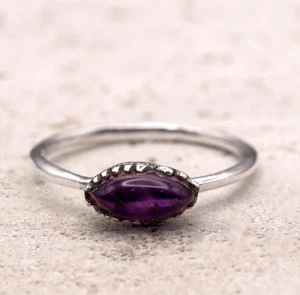 Anillo de plata esterlina 925 marquesa púrpura amatista damas suroeste boho regalo - Imagen 1 de 6