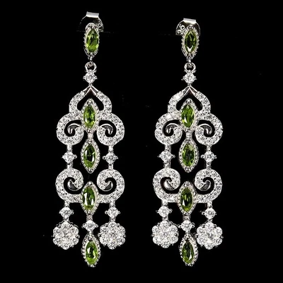 Pendientes de plata esterlina Black Friday marquesa cromo diopsido joyería natural Foto 1 de 4