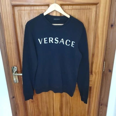Sudadera VERSACE Para Hombres Logo Medusa Cuello Redondo Vellón 100% Algodón Negra Talla S Foto 1 de 4