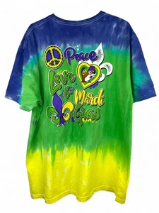 Buc-ees Tie Dye Shirt Green Blue Yellow S/S Size 2XL Peace Love Madi Gras - Picture 1 of 11