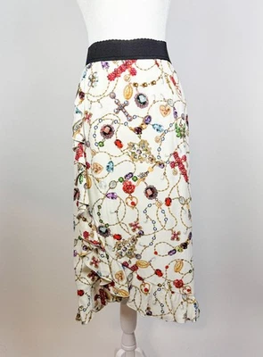 Falda Y2K - Años 2010 DOLCE & GABBANA Rosario Estampado Rococó Joyas Nueva con Etiquetas Foto 1 de 4