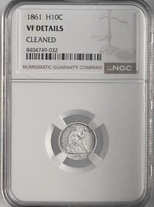 1861  H10C LIBERTY SEATED HALF DIME  NGC VF DETAILS "CLEANED" #8404749-032 - Picture 1 of 4
