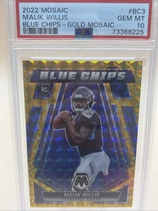 PSA 10 Malik Willis 2022 Mosaico #BC3 Gema Mt Blue Chips-Mosaico Dorado Envío Rápido - Imagen 1 de 4