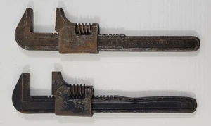 *J1) Vintage Lot of 2 Tool Heavy Duty Adjustable Wrench Moore Drop Forging - Picture 1 of 14