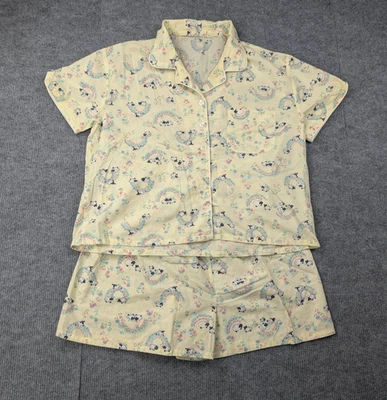 Conjunto de pijama vintage para mujer pantalones cortos medianos abotonados arco iris retro cabaña oveja Foto 1 de 4