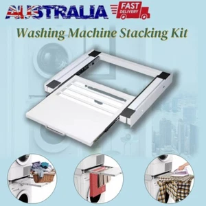 Home Washing Machine Stacking Kit W/ Pull-Out Shelf Hanging Clothes White AU - Picture 1 of 9