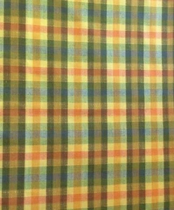 FABRIC COTTON BLEND THICK PLAID WOVEN BRIGHT COLORS W48" by Yard   #017 - Picture 1 of 3