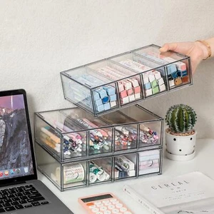 3-Pack Stackable Storage Drawers Desk Organizer Cosmetic Box for Dressing Table - Picture 1 of 8
