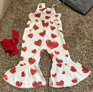 Shein Toddler Girl Spring/Summer One Piece Heart Outfit 12-18 Months (NEW) - Picture 1 of 4