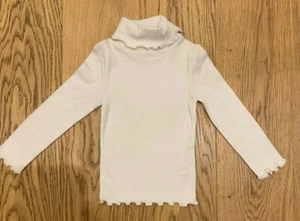 New Ex Mini Boden Girls Cream Striped Roll Neck Ruffle Trim Top age 2-12 - Picture 1 of 5