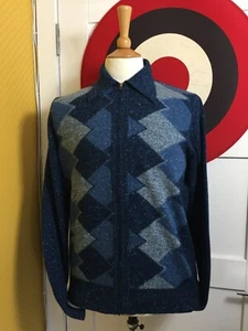 vintage Givenchy collar zip up cardigan made France large xl Mod rockabilly - Picture 1 of 12