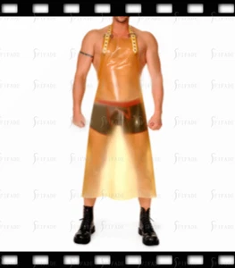 Latex Long Apron Men's Transparent Cool Cosplay Wear Play Customized 0.4mm G5 - Picture 1 of 7