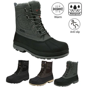 Men's Insulated Waterproof Winter Snow Boots Warm Outdoor Boots for Cold Weather - Picture 1 of 12