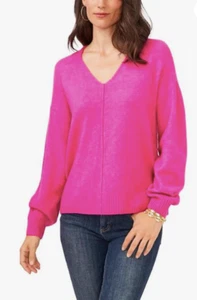Suéter Vince Camuto Para Mujer Pequeño ROSA Manga Larga Ligero Cuello en V - Imagen 1 de 4