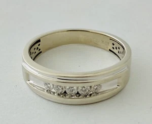 10Kt White Gold Men's Diamond Band - Picture 1 of 7