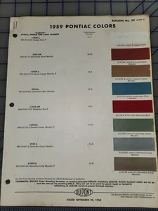 1959 Dupont Pontiac Color Chip Brochure - Picture 1 of 1